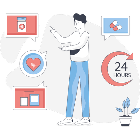 Boy  pointing medical services  Illustration