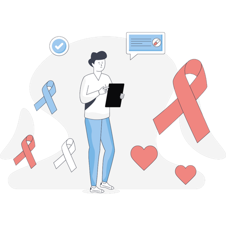 Boy  pointing ribbon camaign  Illustration