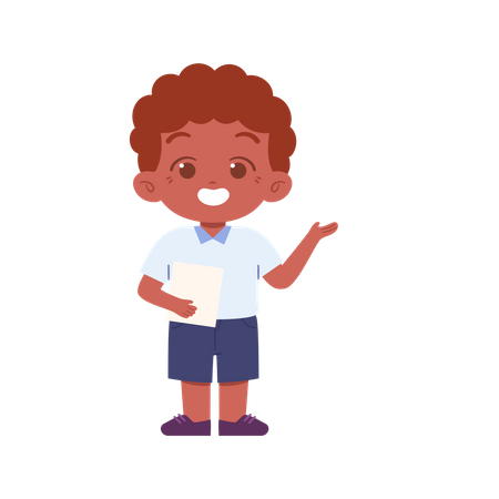 Boy Pointing Something At Right Side  Illustration