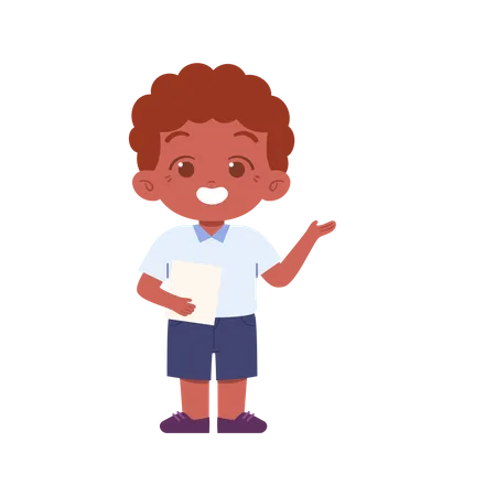 Boy Pointing Something At Right Side  Illustration