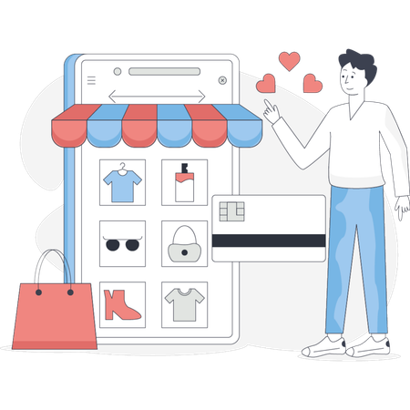 Boy  pointing summer sale  Illustration