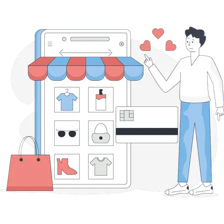 Boy  pointing summer sale  Illustration