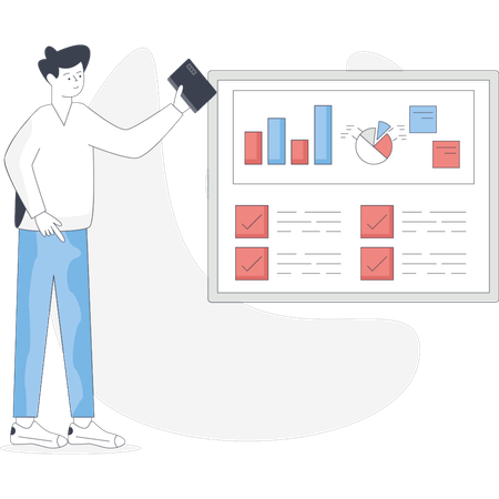 Boy pointing survey analysis  Illustration