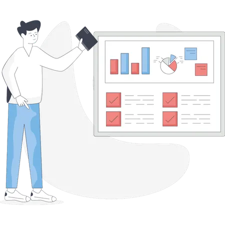 Boy pointing survey analysis  Illustration