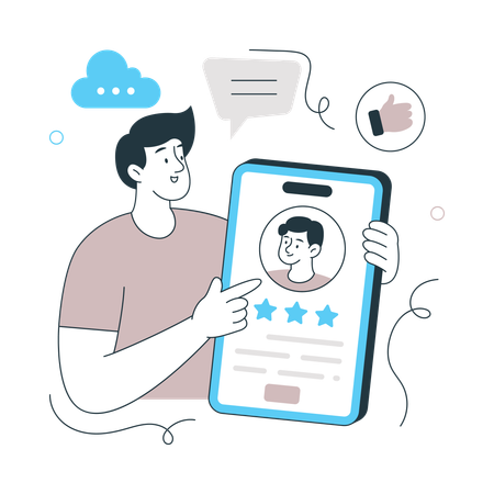 Boy pointing Testimonial report  Illustration