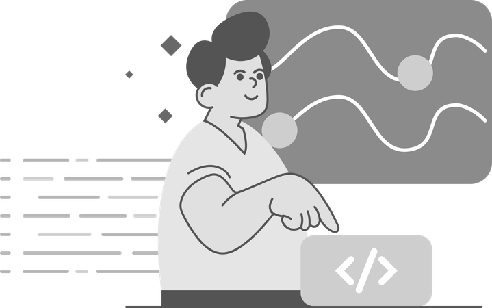 Boy pointing web Programming  Illustration