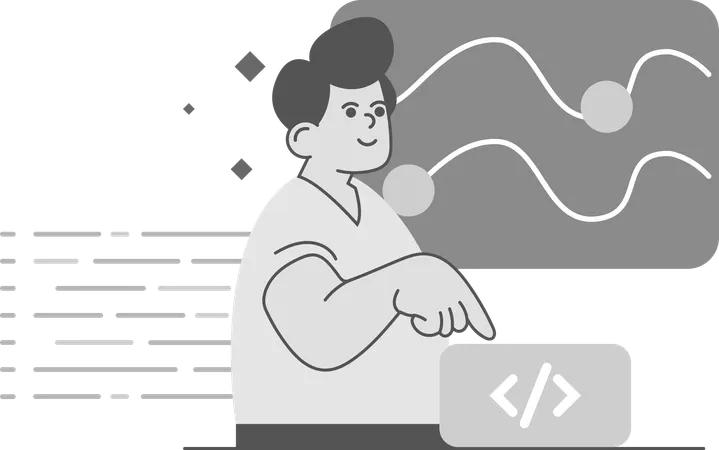 Boy pointing web Programming  Illustration