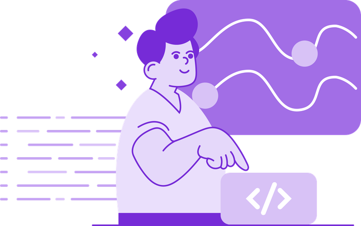 Boy pointing web Programming  Illustration