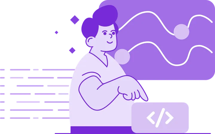 Boy pointing web Programming  Illustration