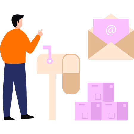 Boy posting mail  Illustration