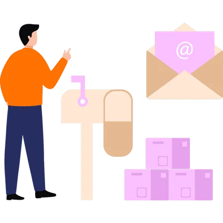 The Boy Is Posting Mail Illustration