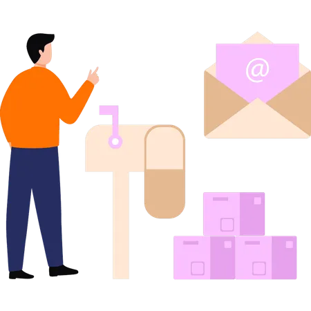 Boy posting mail  Illustration