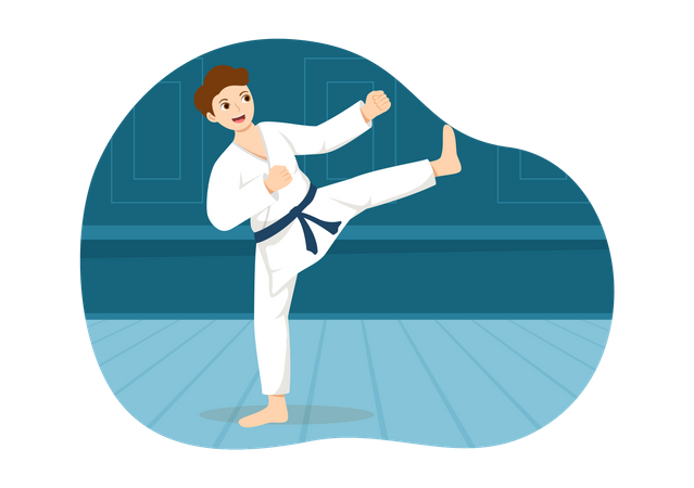 Boy practice karate  Illustration