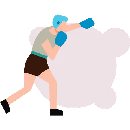 Boy practicing boxing  Illustration