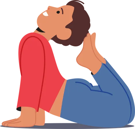 Child Character Peacefully Practicing Yoga Stretching And Balancing Their Body Cultivating Mindfulness Strength And Flexibility In A Serene And Playful Manner Cartoon People Vector Illustration Illustration