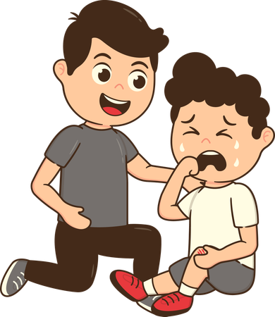 Boy pranks with his friend  Illustration