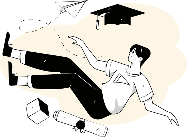 Boy prepares for graduation exam  Illustration