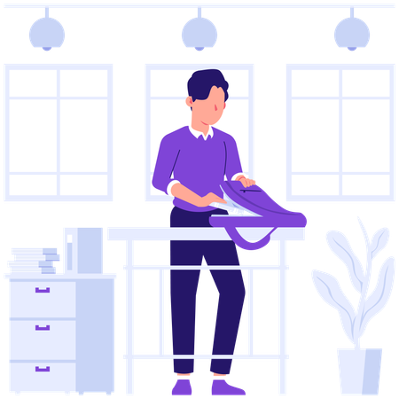 Boy preparing for school  Illustration
