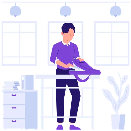 Boy preparing for school  Illustration