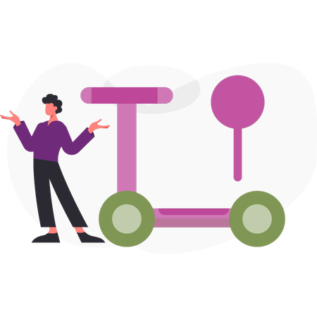 Boy  present kids scooter  Illustration