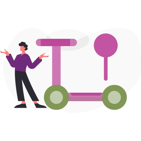 Boy  present kids scooter  Illustration