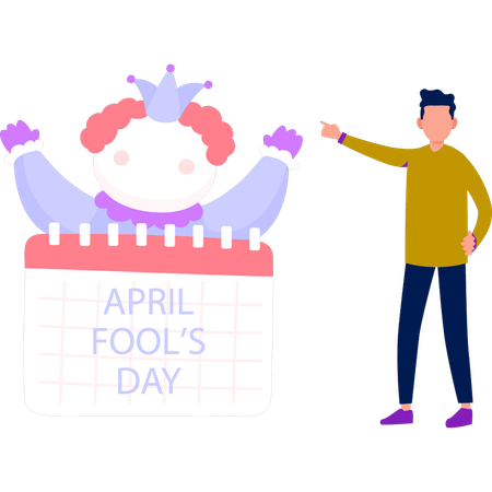 Boy presenting April fools day calendar  Illustration