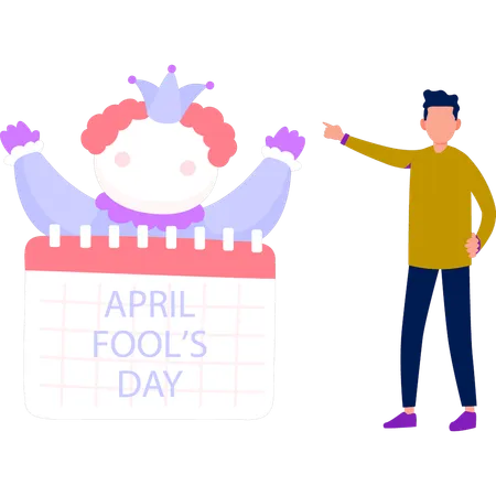 Boy presenting April fools day calendar  Illustration