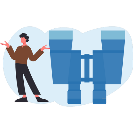 Boy presenting binocular  Illustration