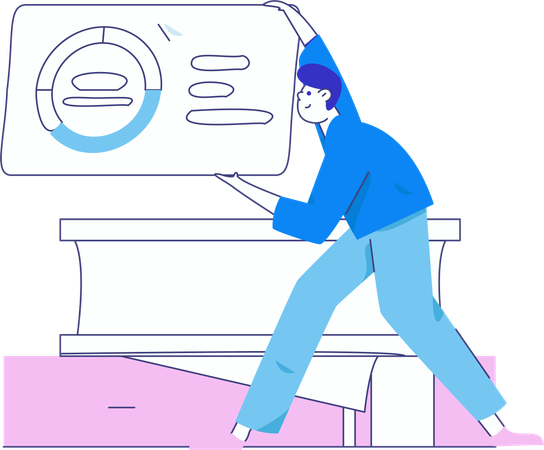 Boy presenting business data  Illustration