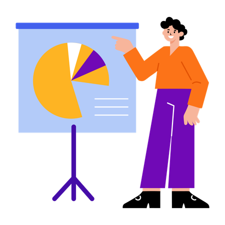 Boy presenting business data  Illustration