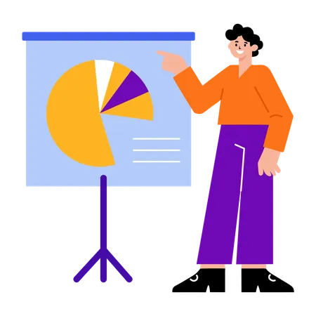 Boy presenting business data  Illustration