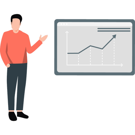 Boy presenting business graph  Illustration