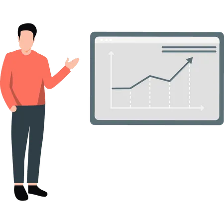 Boy presenting business graph  Illustration