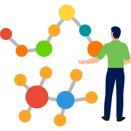 Boy presenting chemical atoms  Illustration