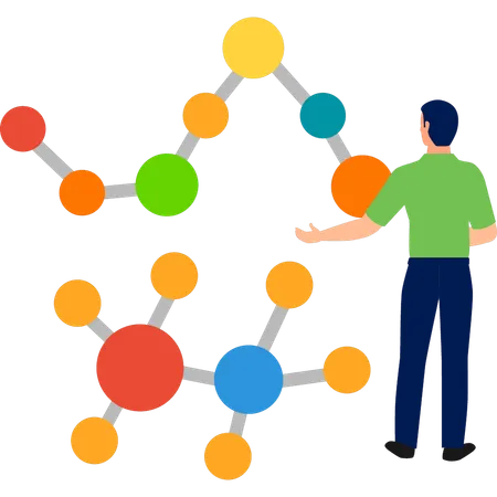 Boy presenting chemical atoms  Illustration