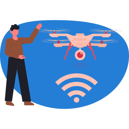 Boy  presenting drone camera  Illustration