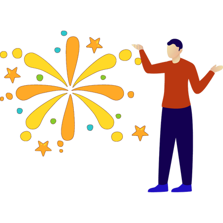 Boy presenting firecracker  Illustration