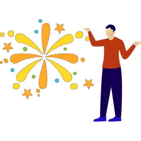 Boy presenting firecracker  Illustration