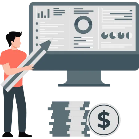 Boy presenting growth of company  Illustration