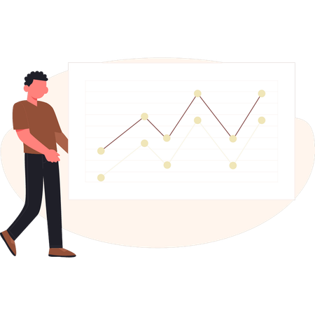 Boy presenting investment graph  Illustration