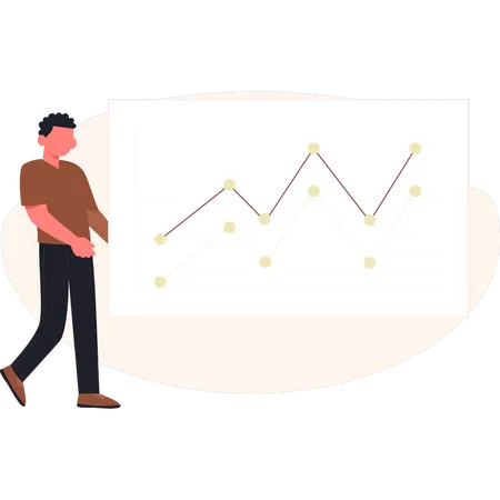 Boy presenting investment graph  Illustration