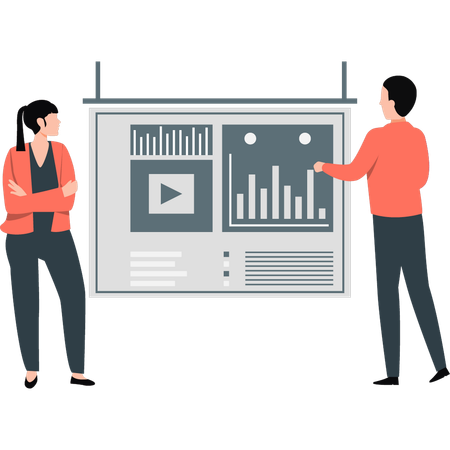 Boy presenting marketing dashboard  Illustration