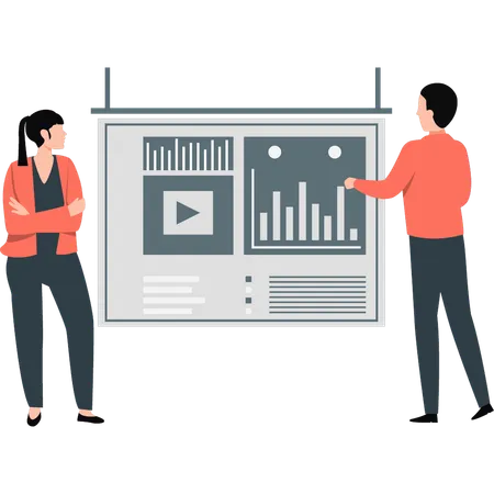 Boy presenting marketing dashboard  Illustration