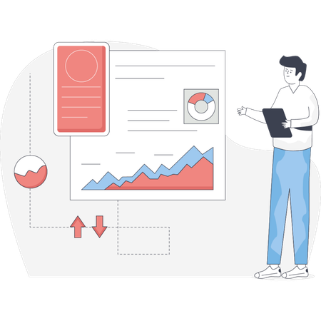 Boy presenting on dashboard  Illustration
