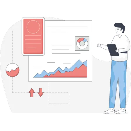 Boy presenting on dashboard  Illustration