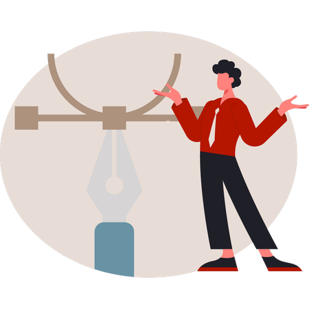 Boy presenting pen tip  Illustration