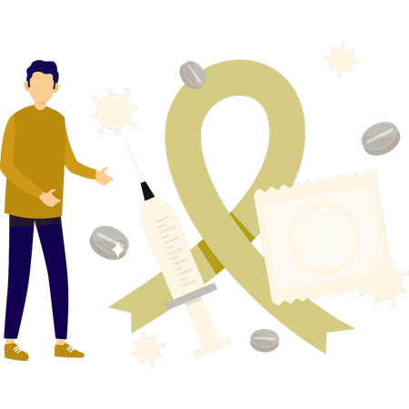 Boy presenting reproductive health  Illustration