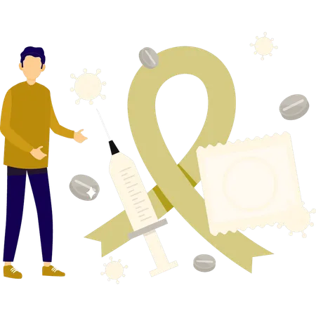 Boy presenting reproductive health  Illustration
