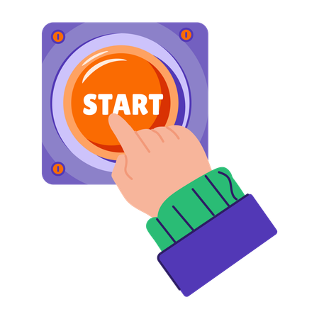 Boy pressing start button  Illustration