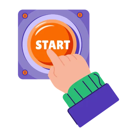 Boy pressing start button  Illustration